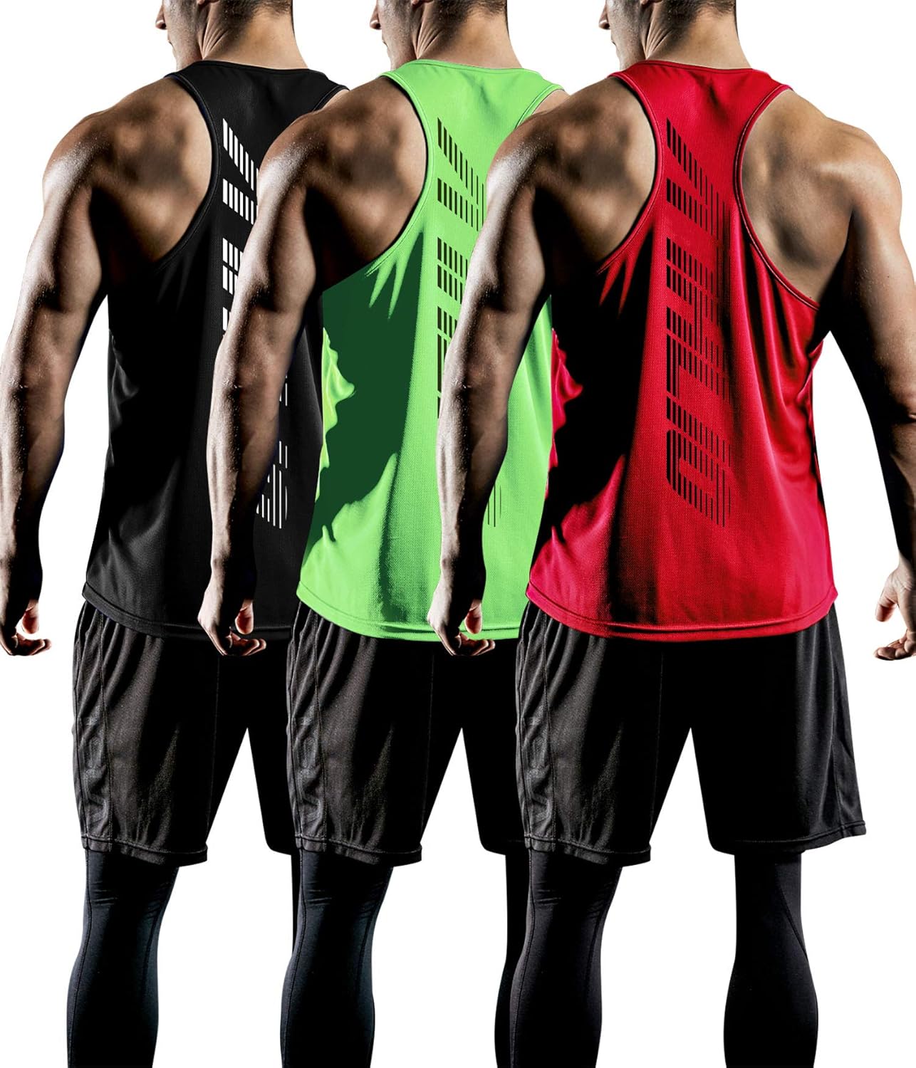 ATHLIO 3 Pack Men's Dry Fit Muscle Workout Tank Tops, Y-Back Bodybuilding Gym Shirts, Athletic Fitness Tank Top: Clothing
