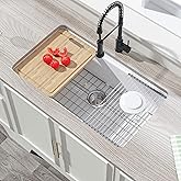 Miuara White Undermount Workstation Kitchen Sink 33 Inch - Large Topmount Fireclay Drop In Sink 33"x19"x10", Dual Mount Heavy