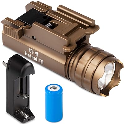 defendtek rechargable tactical led rail mounted gun flashlight MCCC 500 Lumens Mount Pistol Light with Strobe, Quick Release for Hunting, Black : Sports & Outdoors 600 Lumen Rechargeable Pistol Light