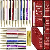 Geyoga 20 Set Employee Appreciation Gift Inspirational Ballpoint Pen Black Ink with Thank You Card Motivational Gift for Team Coworker Staff Office Nurse Volunteer(Bright Color,Stylish)