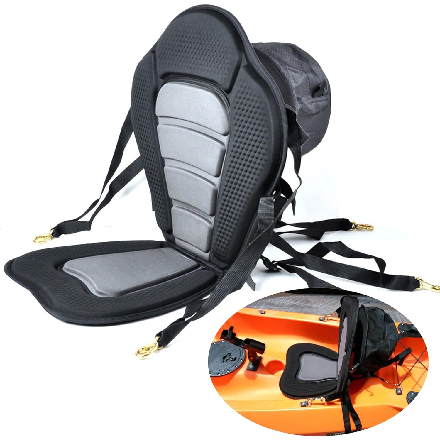 Kayak Backrest Boating Seat, Luxury Adjustable Padded Kayak Seat Back