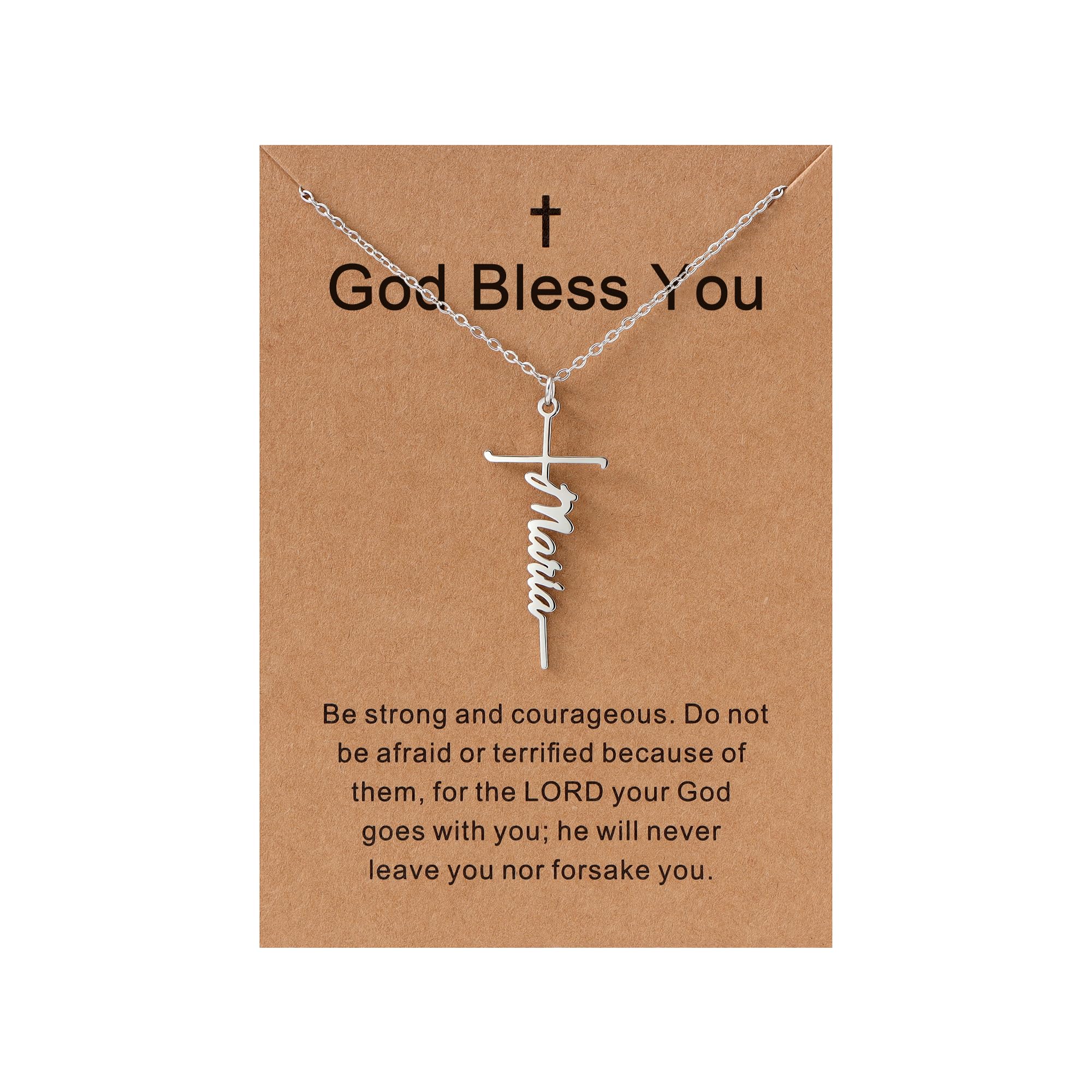 Lcherry Maria Name Cross Necklace Personalized