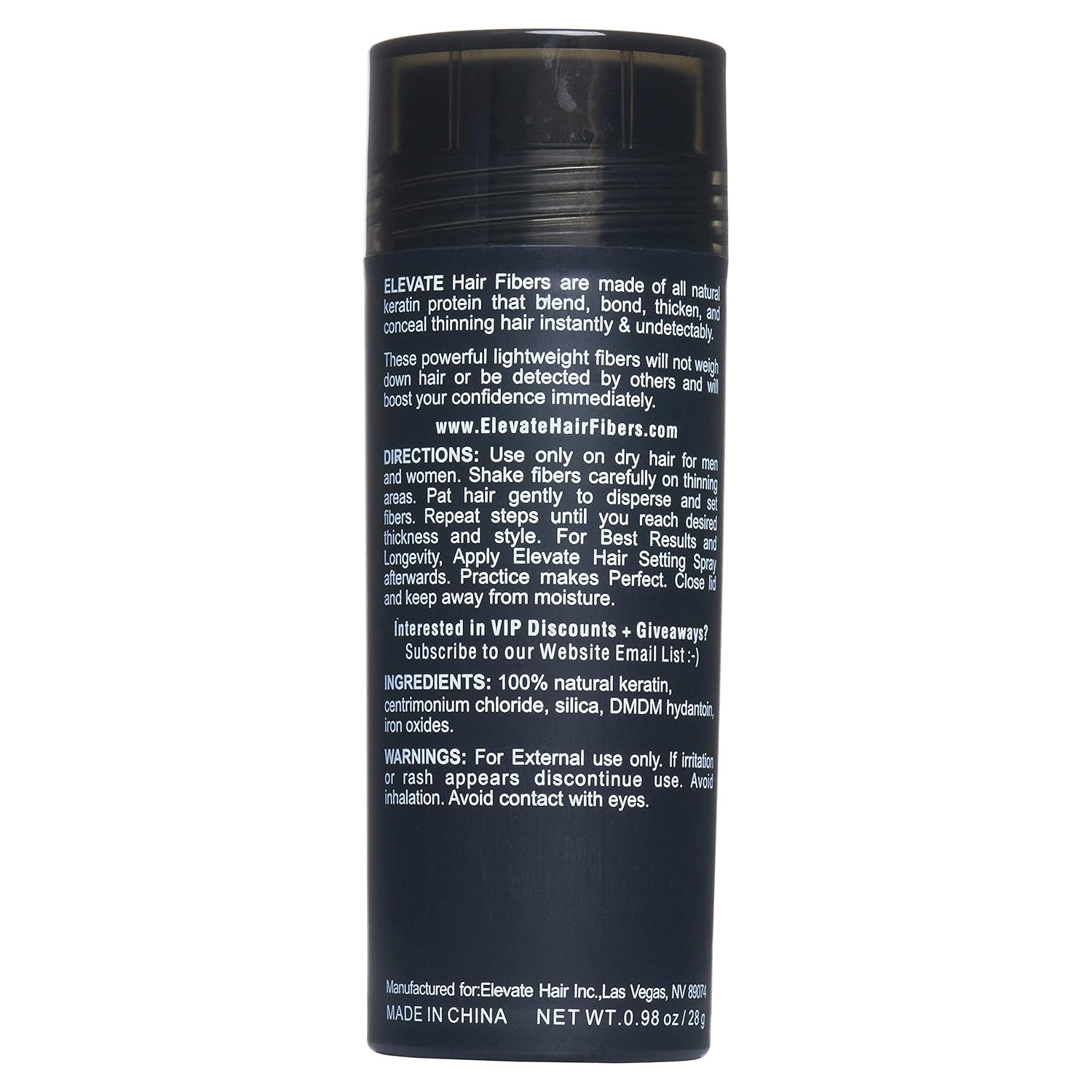 ELEVATE Hair Fibers for Thinning Hair (BLACK) 100% Natural & Undetectable Keratin Hair Fibers to Instantly Thicken Thinning & Balding Hair in 30 sec for Men & Women - Natural Hair Loss Concealer 28g: Beauty