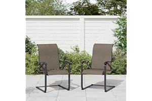 Stopsad Set of 2 Patio Chairs, Outdoor Rockable Dining Chairs with Armrests, 350 LBS Capacity, Breathable Fabric, Heavy Duty Rustproof Steel Frame, Lawn Chairs for Porch, Yard, Garden