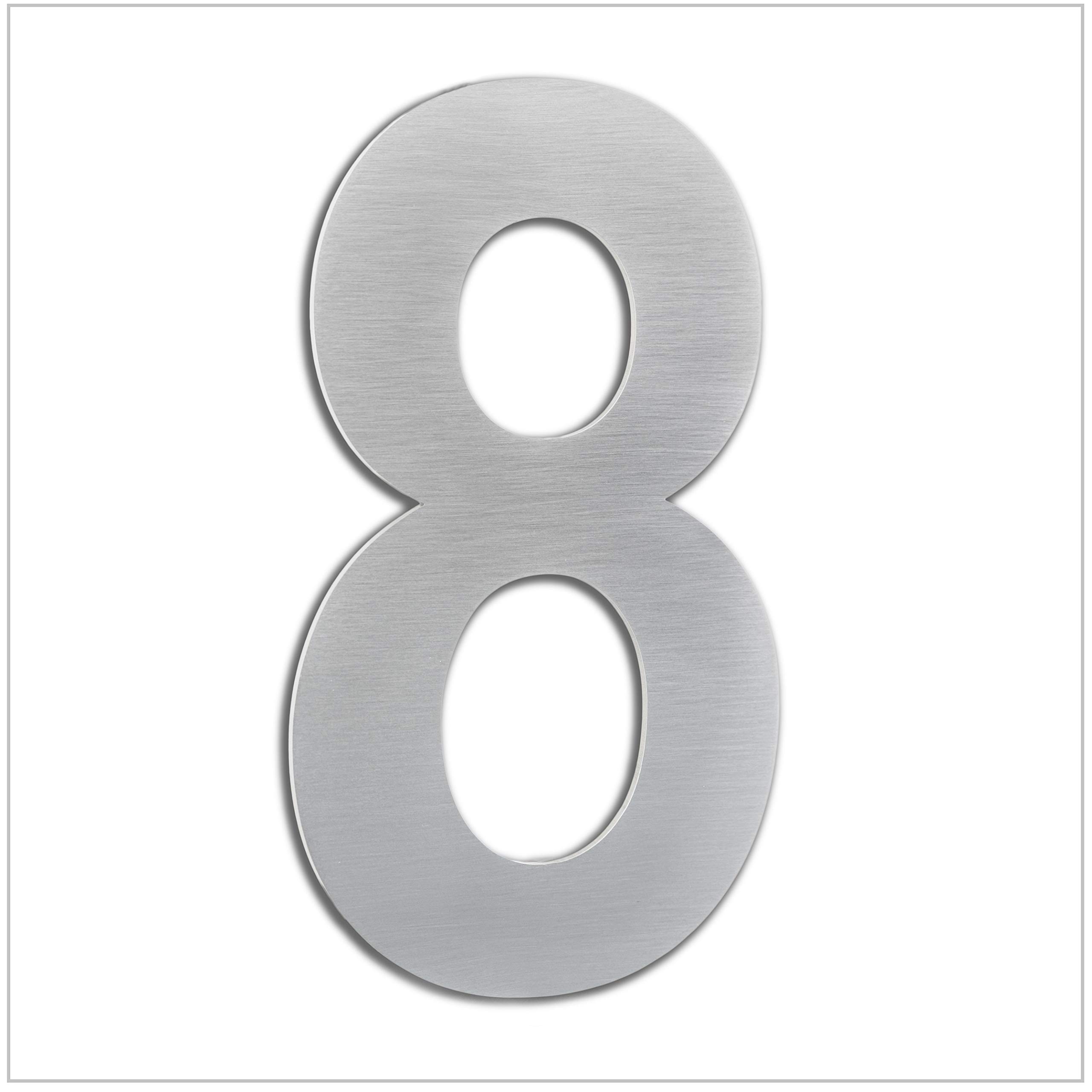 EVI Herrajes | House Number | 16cm Adhesive Stainless Steel Door Numbers | Waterproof | "8" Digit