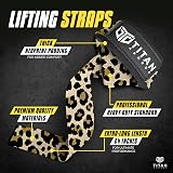 Titan Armour Weight Lifting Straps Extra-Long Neoprene Padded Leopard view 2