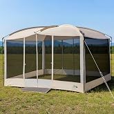 DMH OUTDOORS Screen House Tent 13x9 FT with Netting Mesh &amp; 2 Magnetic Doors | Portable Sunshade Screen Room Canopy Shelter with Projection Screen for 12 People, Outdoor Gazebo for Backyard Camping Patio