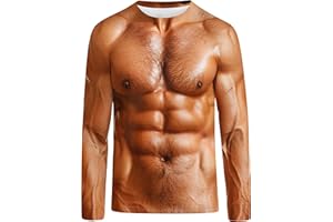 Goodstoworld Mens Halloween Tshirts Unisex Fake Muscle Hairy Chest Skeleton 3D Printed Shirts S-XXL