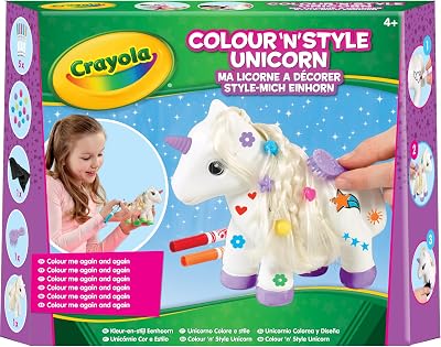CRAYOLA Colour n Style Unicorn Kids Art Set Washable Pens Beads Hairbrush