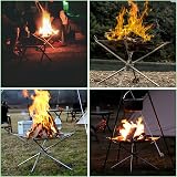 LOLYSIC Portable Foldable Fire Pit Stainless Steel Mesh 16.5 in Camping view 7