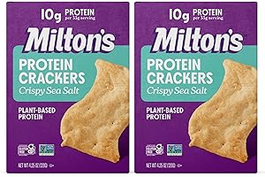 MILTON'S CRAFT BAKERS Milton's Protein Crackers, Crispy Sea Salt - 10g of Plant-Based Protein Per Serving, Gluten Free, Non-GMO Project Verified, Vegetarian-Friendly, Zero Grams Added Sugar Per Serving, 4.25 Oz, Pack of 2