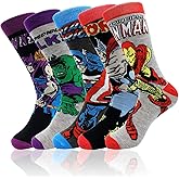 SIDIMELO Classic Cartoon Character Patterned Dress Socks,Crazy Funny Cotton Socks Novelty Gift for Adult Teen(5 pack)