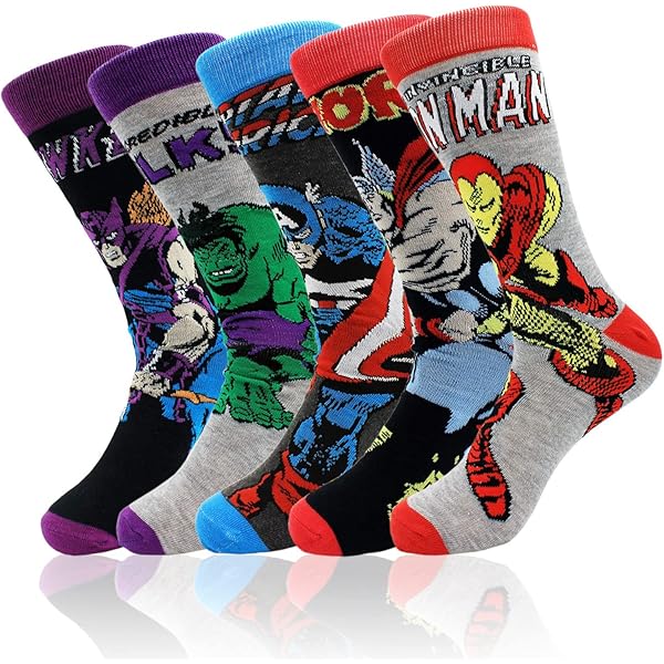 Bed Socks Marvel Avengers Fluffy Socks For Men – Pack Of 2 Pairs Fleece Slipper Socks With Non-Slip Grips, One Size 7-11 Thermal Socks For Men