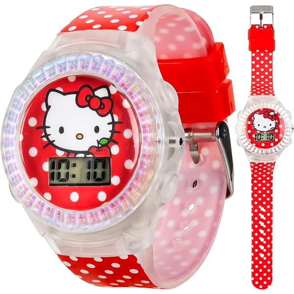 Hello Kitty Sparkling Red Glitter Strap Watch with Crystal Face Hello Kitty Watch Silver Crystal Bezel Kitty Charms Red  main image 2