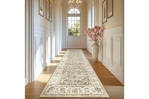 JINCHAN Runner Rug 2x10 Hallway Vintage Rug Kitchen Washable Runner Rug Floral Print Floor Cover Indoor Thin Rug Retro Mat Ac