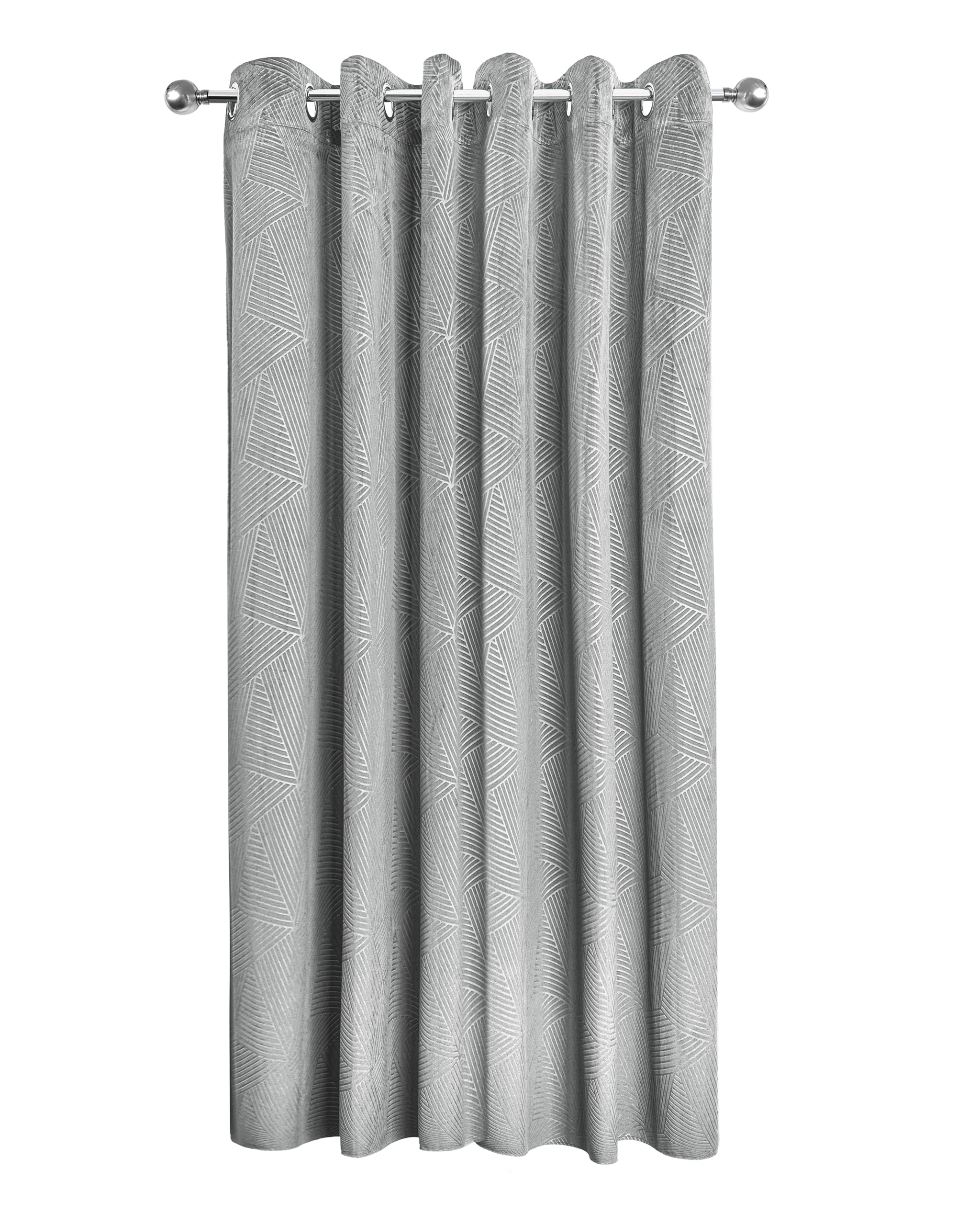 Emma Barclay Midnight - Embossed Velvet Woven Thermal Eyelet Door Curtain (Silver, Width 66" x 84"Drop (168x213cm))