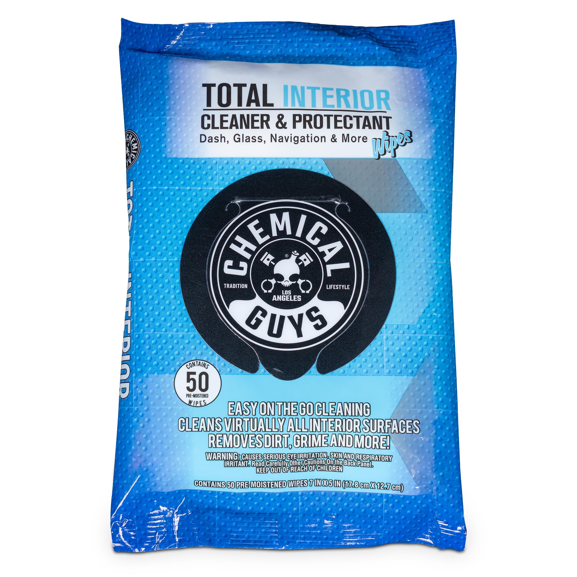 Chemical Guys, Total Interior Cleaner & Protectant Wipes, Multi-Use, 50 Ct