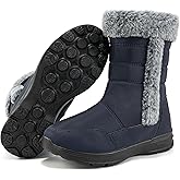 FUDYNMALC Snow Boots for Women Winter: Waterproof Lightweight Mid Calf Boots 2026 - Warm Fur Lined Outdoor Footwear With Zipper for Walking