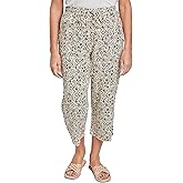 Royalty For Me Womens Women's High Rise Linen Capri Pant with Fray Detail
