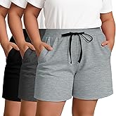 Neer 3 Pack Plus Size Shorts for Curvy Women Wide Leg Elastic Drawstring SweatShorts Casual Knit Lounge Summer Shorts