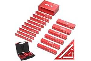 DIYLOG Setup Blocks Woodworking, Setup Blocks Height Gauge Set, 16 PCS Setup Blocks with Set Up Blocks for Woodworking, Case, Square Ruler, Aluminum Setup Bars for Router and Table Saw Accessories