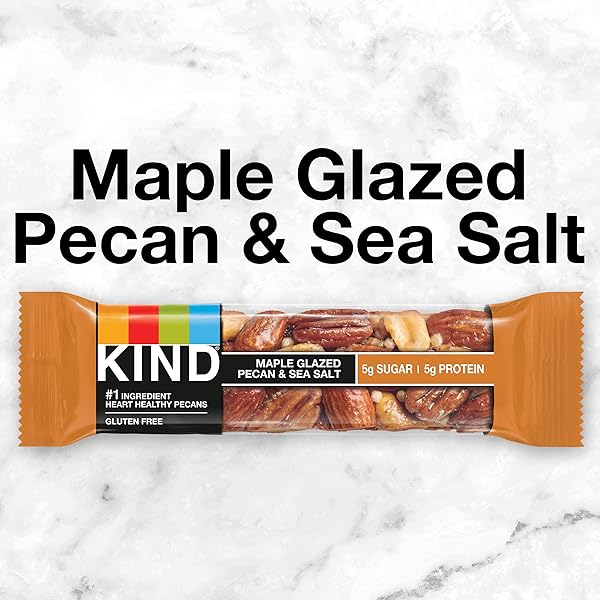 KIND NUT BARS, MAPLE GLAZED PECAN & SEA SALT, HEALTHY SNACKS, GLUTEN FREE, LOW SUGAR, 5G PROTEIN, 12 COUNT