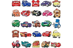 COKOBO 25pcs Car Shoe Charms for Boys Girls, for for Mcqueen Shoe Charms for Women Man Teens Kids,Cartoon Shoes Decoration charms