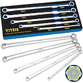 YIYEIE 5-Piece Extra Long Box End Wrench Set, Metric 8mm-19mm, 6 Point Extended Bolt Extractor Wrench, CR-V Labor-Saving Aviation Spanner with EVA Foam