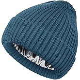 vidsel Satin Lined Wool Beanie Hat for Women Men Winter Cold, Warm Knit Fashion Cuffed Beanie Skull Cap Watch Cap