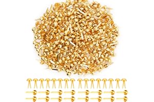 JOJOPLAY 300Pcs Brass Fasteners Round Head Brass Plated Fasteners Scrapbooking Brads (1/2 Inch Shank, 8mm Head, Gold)