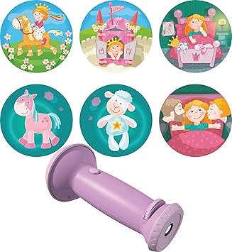 HABA 301635 - Taschenlampen-Projektor Prinzessin Lilu, Schlummerlicht und klassische Taschenlampe für Mädchen, 6 Motive für Wand oder Decke, mit Geschichte fürs Abendritual und Nachtlicht-Funktion