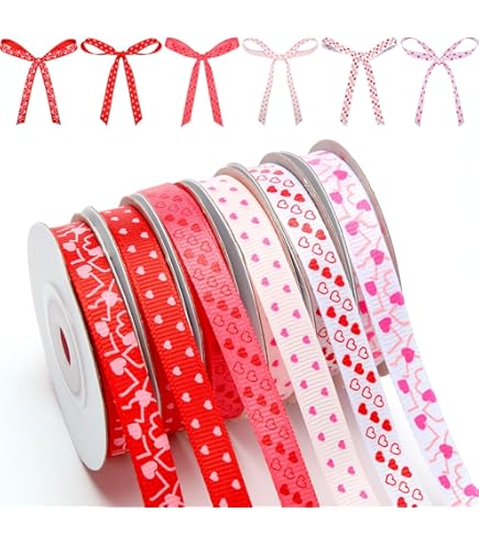 Amazon.com: ZXOPM 6 pcs Valentine's Day Ribbon Set, 3/8 Inch Heart