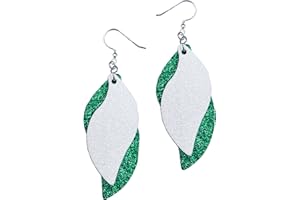 MALL OF STYLE Green and Gold Earrings - Black & White Earrings - Blue & Gold Earrings - Double Layer Earrings - Red & Black Earrings for Women - Baseball, Football, Soccer, Basketball, Softball Team Color Earring