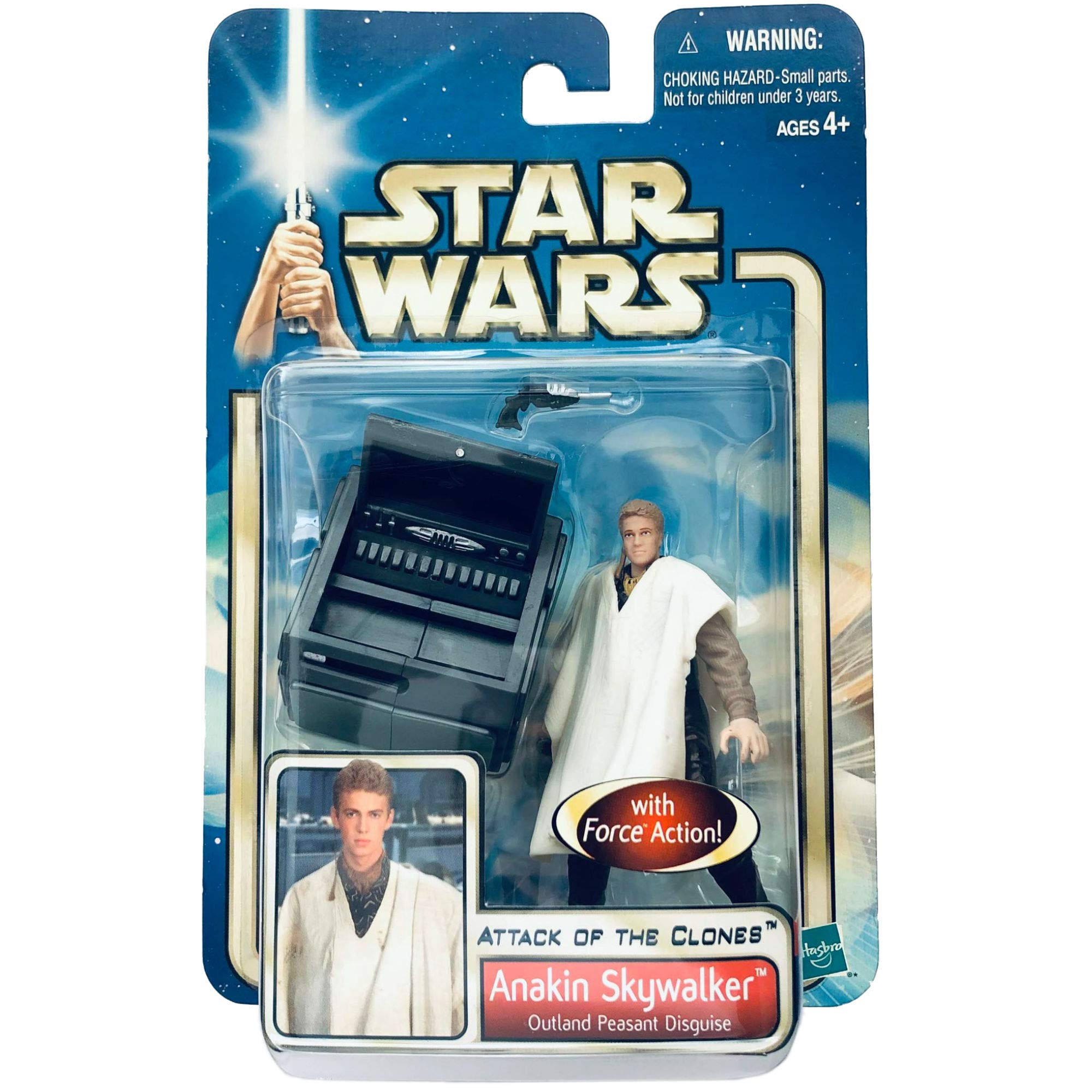 Star Wars Action Figure: Attack of the Clones Anakin Skywalker Outland Peasant Disguise w/Removable Poncho, Blaster & Storage Container