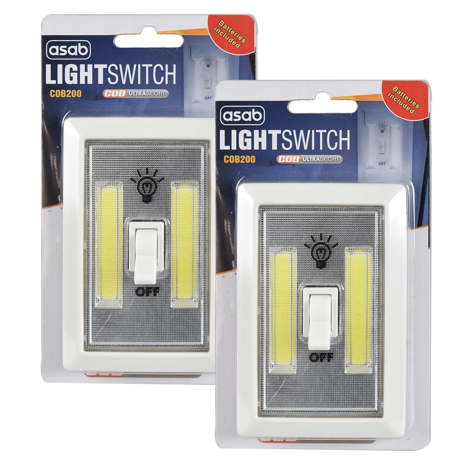 Night Light Wall Switch Set of 2 Wireless Battery LED Lamp. Ideal