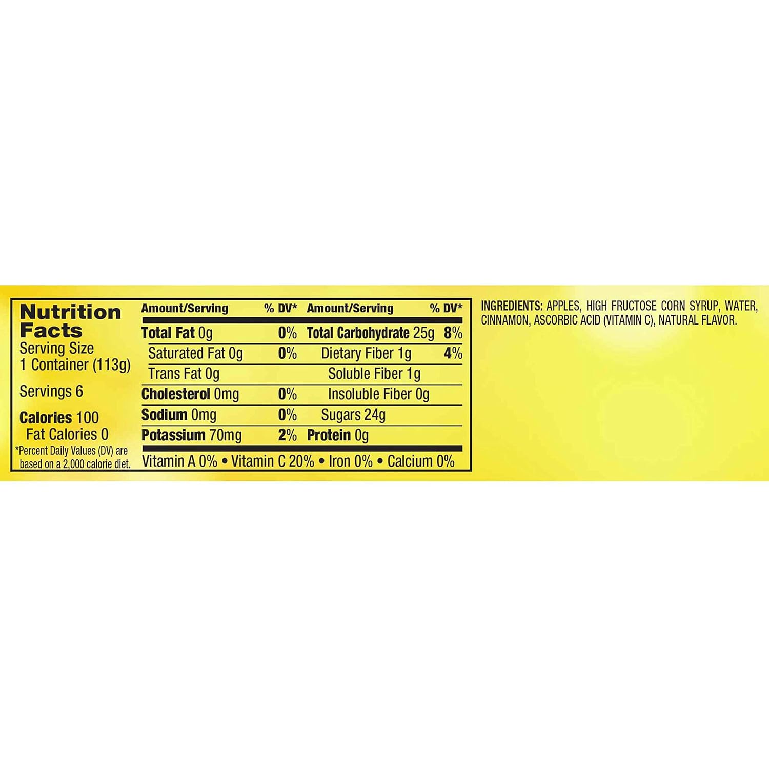 √ Mott's Cinnamon Applesauce Nutrition Facts