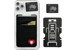 Gecko Travel Tech Double Pocket - Adhesive Card Holder - Cell Phone Pouch - Stick on Spandex Pocket - Carry Credit Cards and Cash - Dog Heart
