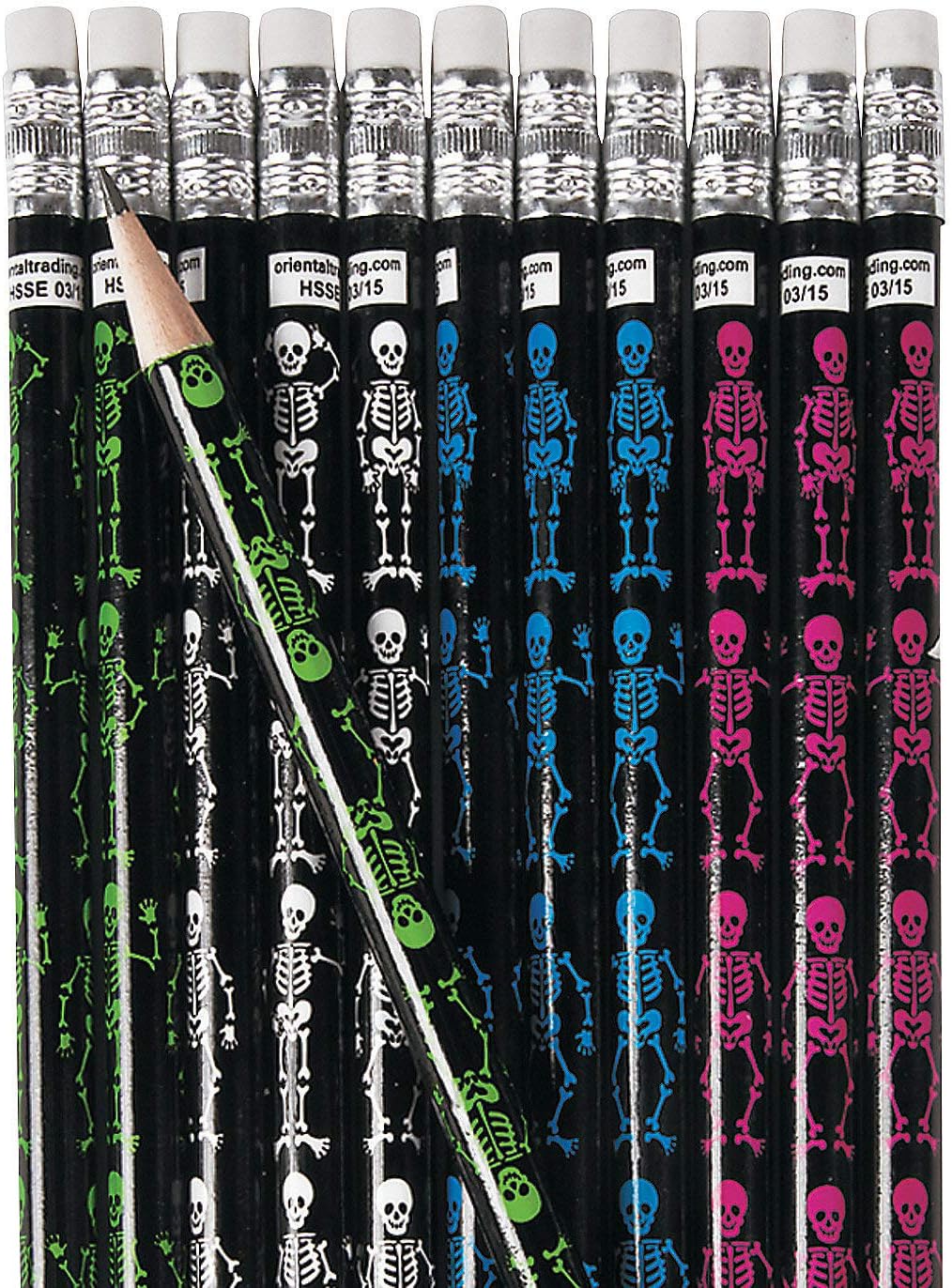 Skeleton Pencils for Halloween (bulk set of 24) Halloween