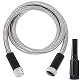 FOXEASE Metal Water Lead Hose Connector 5 ft - Stainless Steel Water Hose with Adjustable Nozzle, Lightweight, Tangle Free &