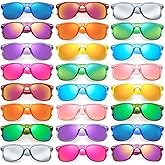 12/24 Pack Neon Color Sunglasses Classic Mirrored Lenses Glasses Men/Women Bulk Birthday Beach Pool Party Favors