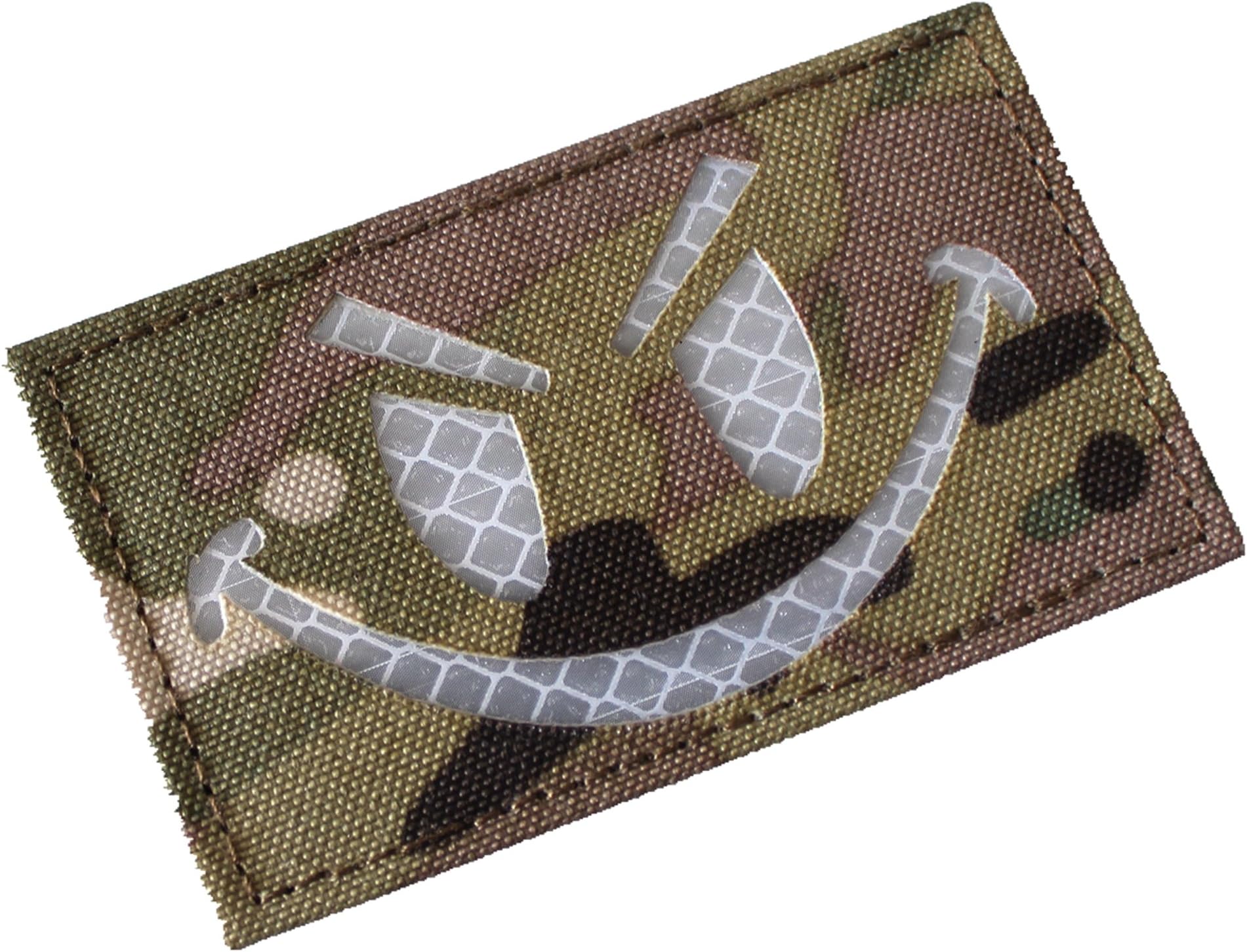 Hannah fit High Reflective Nylon Fabric Black Evil Smiley Face Tactical Morale Patches（2x3.5 inch） (Camouflage)