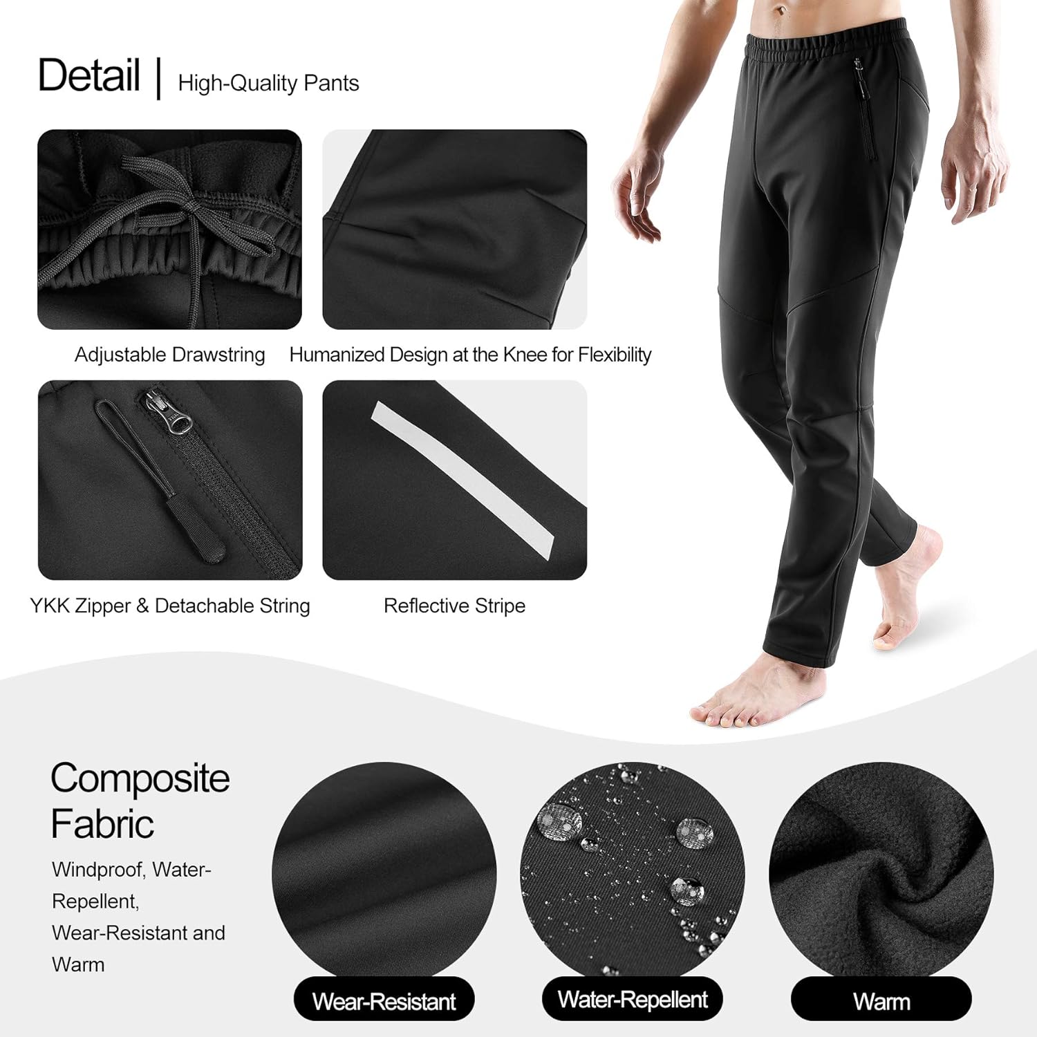 INBIKE Men's Winter Fleece Windproof Thermal Active Pants for Cycling Running Hiking Outdoor Multi Sports : Clothing