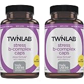 Twinlab Stress B-Complex Caps, Energy Support, 100 Capsules (Pack of 2) | Energy Support Supplement, Vitamin B12 and B6 to Support Nerve Health, Natural Blood Cell Growth, and Energy