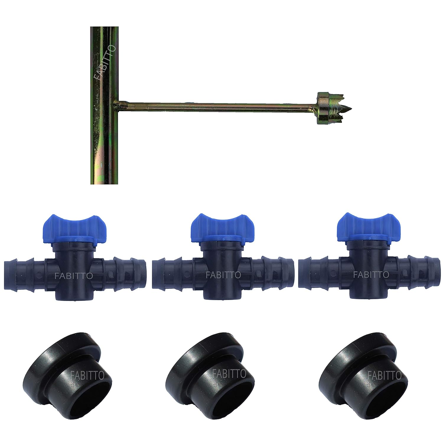 FABITTO Drip Irrigation Drill Bit Rubber Grommet Straight Joiner Taps