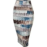 Made By Johnny Women's Premium Scuba Stretch High Waist Pencil Skirt Below Knee for Office Wear
