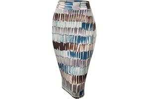 Made By Johnny Women's Premium Scuba Stretch High Waist Pencil Skirt Below Knee for Office Wear