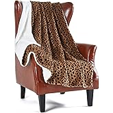 MERRYLIFE Cheetah Print Sherpa Throw Blanket Ultra-Plush Comfort | Decorative, Soft, Colorful | Home, Couch, Outdoor, Travel Use (Leopard, 60" 70")