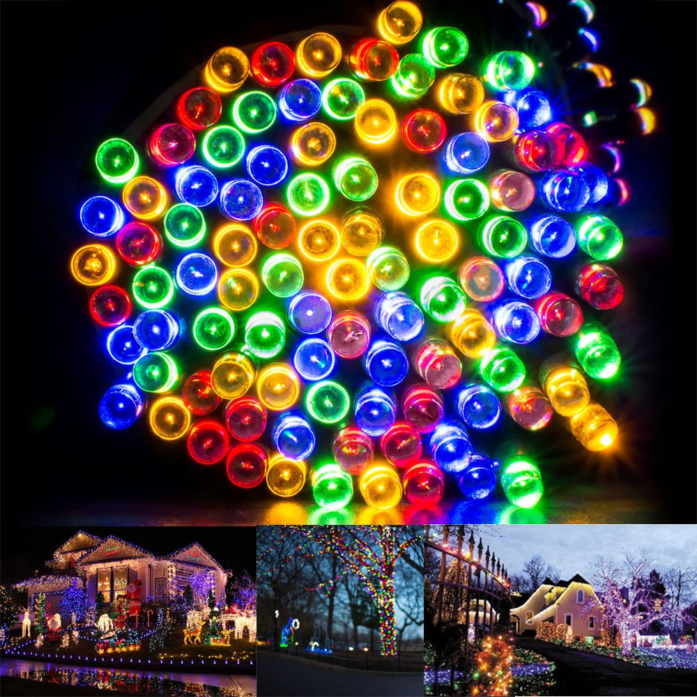 Solar Christmas String Lights Solarmks Ambiance Lighting 72ft 200 LED Decorative Fairy Light for Outdoor(Multi-Color)