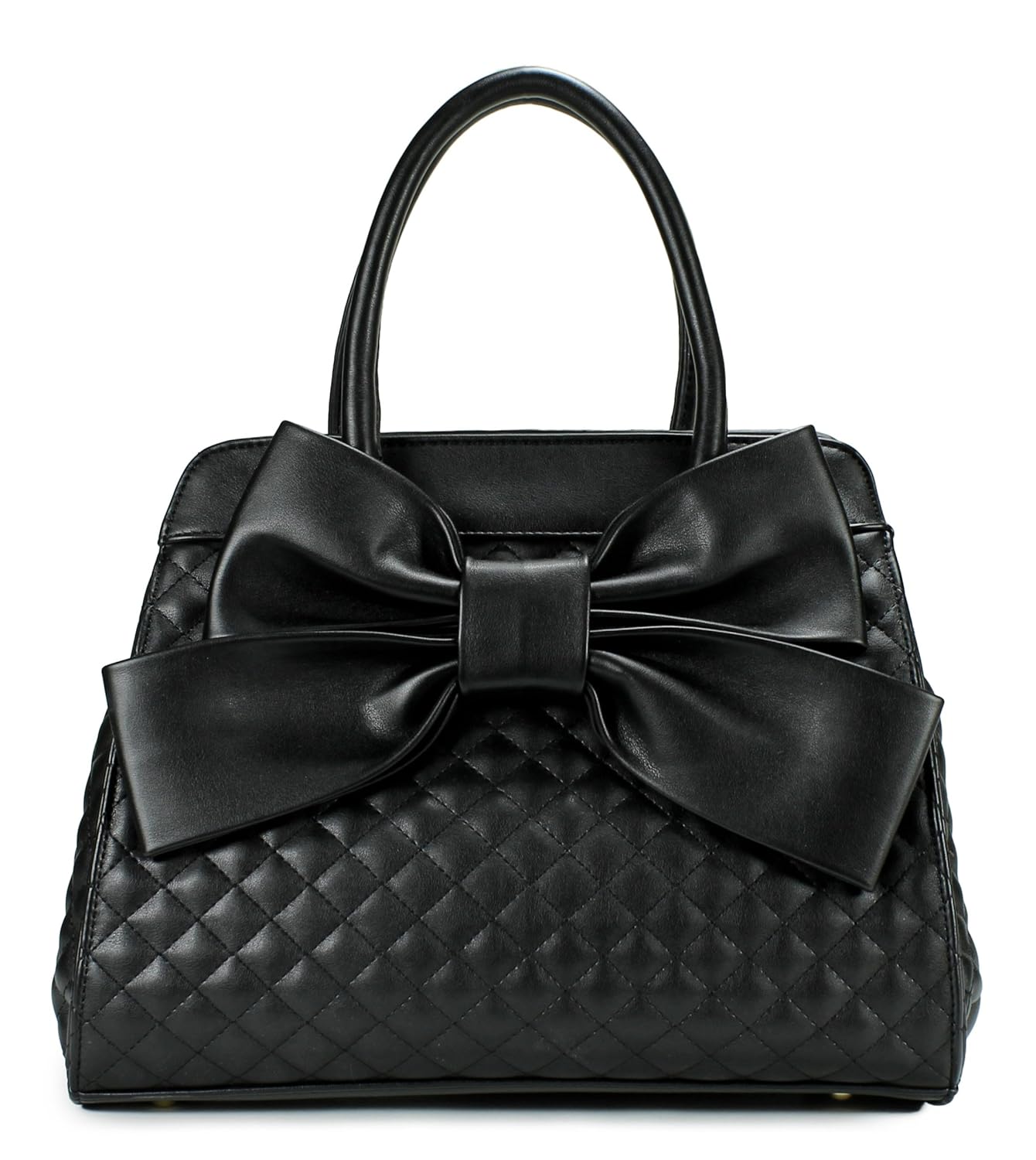 Scarleton Quilted Satchel Black Bow Handles Purse Womens Handbag Tote