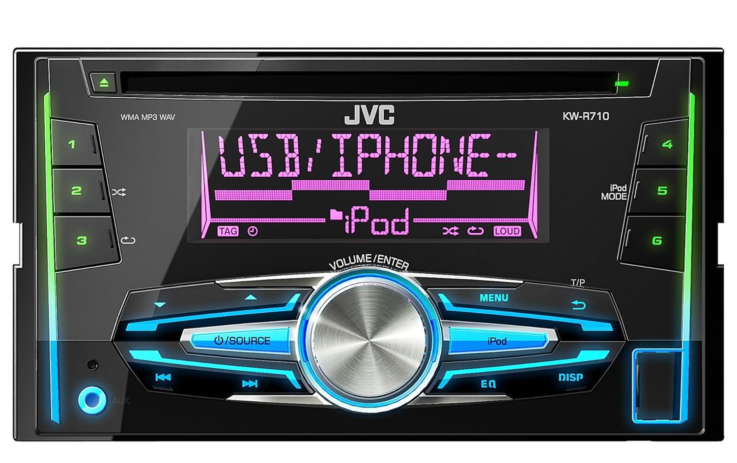 JVC KW-R710 Double Din Car Stereo with Front USB/AUX Input: Amazon.co.uk:  Electronics